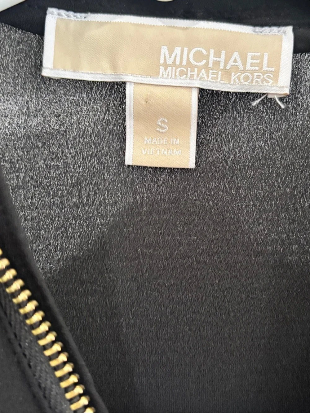 Michael Kors Black Blouse with Gold Zip Detail